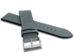 LAVVU Szary szyty pasek SLIM z luksusowej skóry Top Grain - 22