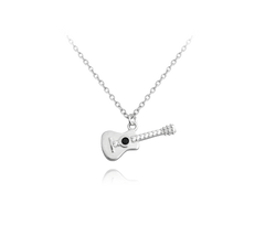MINET Naszyjnik srebrny GITARA z białymi cyrkoniami