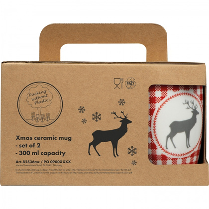 Zestaw 2 świątecznych kubków porcelanowych 300 ml