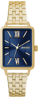 MINET Złoto-granatowy damski zegarek SIENA ze złotą stalową bransoletką