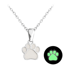 MINET Dziecięcy srebrny świecący naszyjnik ŁAPA