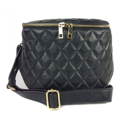 Pikowana listonoszka ,chlebak ,nerka Vera Pelle ,złote okucia szeroki pasek ,pojemna A5  VP591N2P