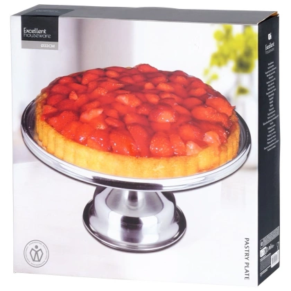 Patera stalowa na nóżce tortownica taca na tort ciasto 33 cm