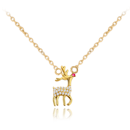 MINET Świąteczny pozłacany srebrny naszyjnik REINDEER
