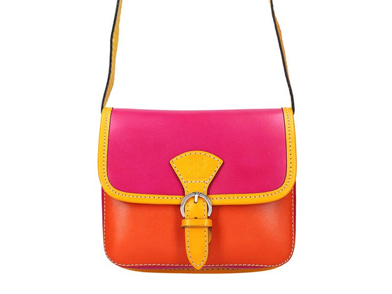 Torebka damska skórzana KEMER 112 pomarańczowy + granat