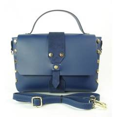 Kuferek listonoszka A5 złote dżety + zamsz granatowy Vera Pelle VPK789BS