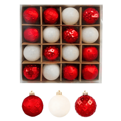Zestaw 16 bombek choinkowych 6cm – klasyczna czerwień