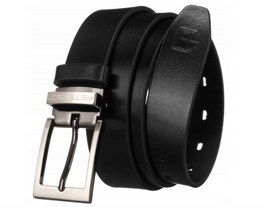 Skorzany waski pasek meski z klasyczna klamra