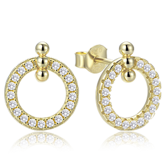 MINET Eleganckie pozłacane srebrne kolczyki kółka z cyrkonią