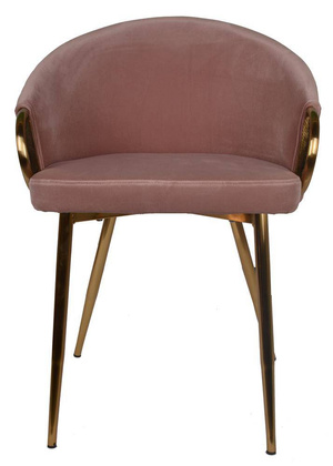 Krzesło welurowe różowe ze złotymi metalowymi nogami