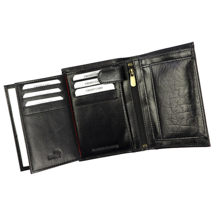 Bogato wyposażony portfel męski z naturalnej skóry licowej