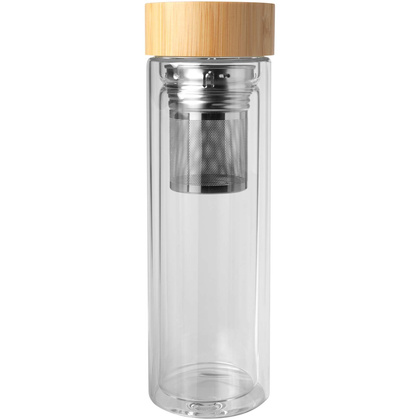 Bailey butelka ze szkła borokrzemianowego z zaparzaczem i bambusową pokrywką 400 ml