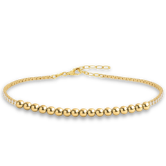 MINET Elegancka złota bransoletka kulka z białą cyrkonią Au 585/1000 2,85g