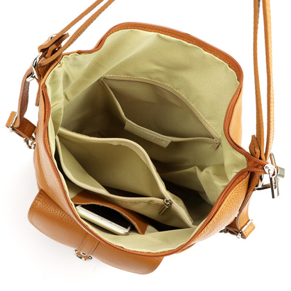 Skórzana torebka shopperka, worek, mieści a4 