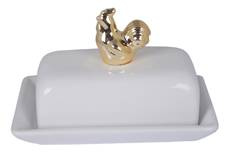Maselniczka biała ze złotym kogutem