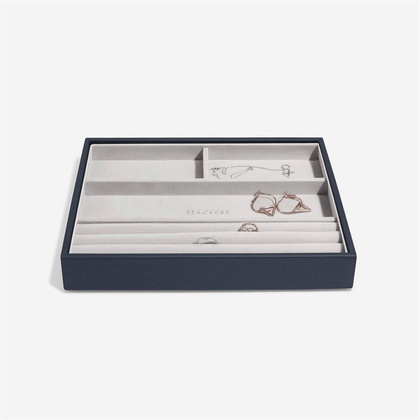 Szkatułka na biżuterię Stackers Pebble pięcioelementowa classic granatowa