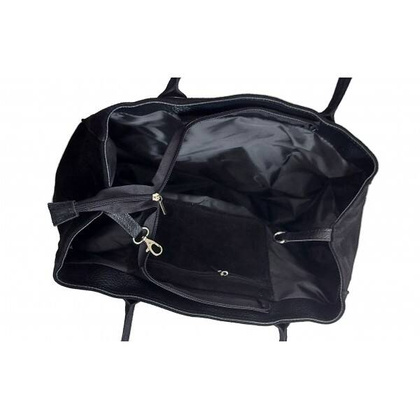 Duża włoska torba XL- A4 , worek na ramię , zamsz naturalny Vera Pelle ,Czarna  WGXL5N