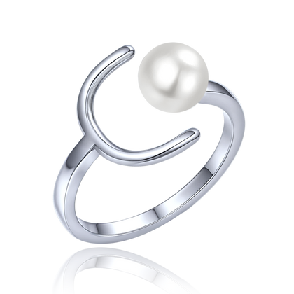 MINET Pierścien srebrny z perłą rozm. 18