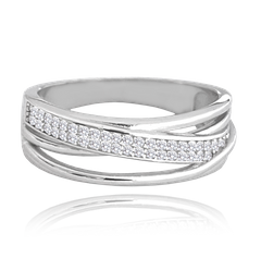 MINET Pierścien srebrny z białymi cyrkoniami wielkość 26