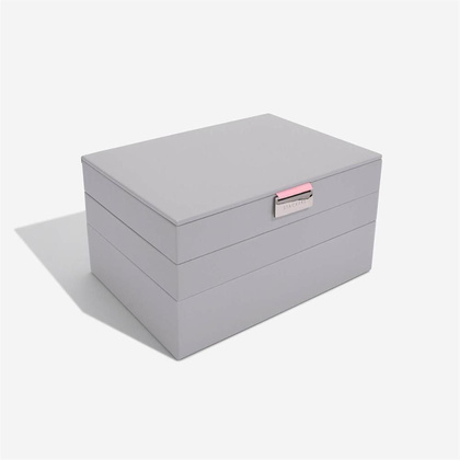 Szkatułka na biżuterię Stackers potrójna classic różowo-szara