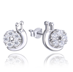 MINET Srebrne kolczyki ŚLIMAKI z cyrkoniami