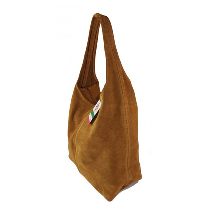 Zamszowy worek , Włoska skórzana torba xl a4  Camel shopper bag W356C