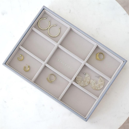 Szkatułka na biżuterię Stackers 9 komorowa classic szaroniebieska