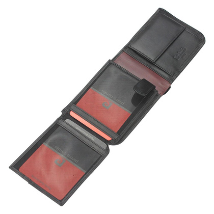 Portfel męski skórzany PIERRE CARDIN TILAK35 324 Czarno Czerwony