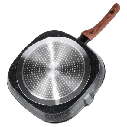 Patelnia do grillowania granitowa kwadratowa BLACK&WOOD 28x28 cm