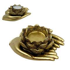 Złoty Świecznik Glamour na Tealight – Dłoń – 311FJZ