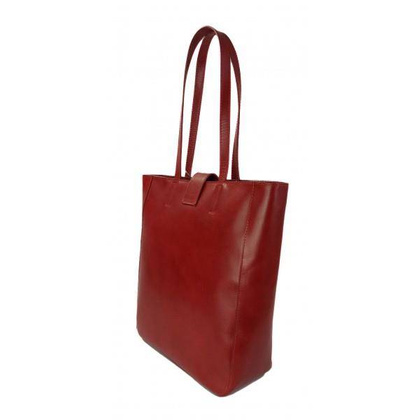 Duży shopper bag na ramię Vera Pelle , Włoska skórzana torba Czerwona  SBKB11R KEMER