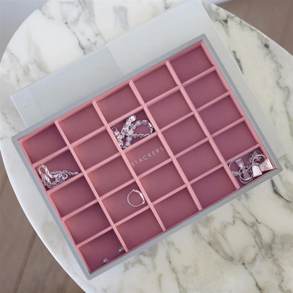 Szkatułka na biżuterię Stackers 25 komorowa classic szaro-różowa