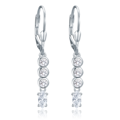 MINET Luksusowe kolczyki srebrne z białymi cyrkoniami