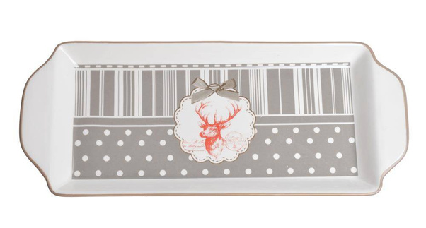 Talerz podłużny na ciasto z reniferem