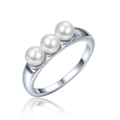 MINET Pierścien srebrny z perłą rozm. 19