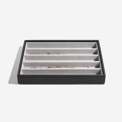 Szkatułka na biżuterię Stackers pięciokomorowa classic czarna velvet