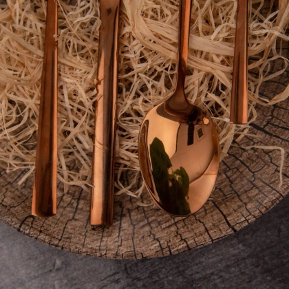 Sztućce nierdzewne miedziane luksusowe komplet zestaw sztućców 24 elementy COPPER