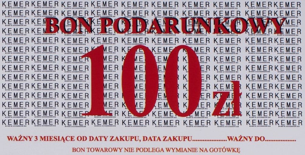 BON PODARUNKOWY KEMER O WARTOŚCI 100zł