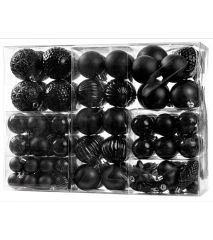 Bombki choinkowe komplet 120 szt. nietłukących plastikowych bombek - Czarny