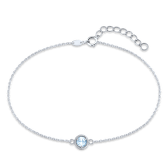 MINET Delikatna bransoletka z białego złota z niebieskim cyrkonem Au 585/1000 0,75g
