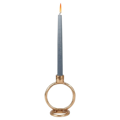 Świecznik na długą świeczkę aluminiowy złoty 15 cm