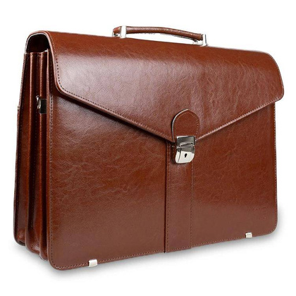 Skórzana teczka męska aktówka na laptopa brązowa - Pavone Nero Modena 2188 BR