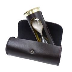 Klepsydra 5 min. Z zegarem światowym i kalendarzem wieczystym w etui skórzanym STPL133/6