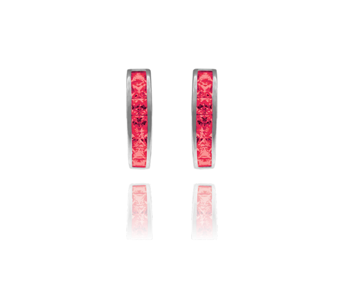 MINET Błyszczące kolczyki srebrne z różowymi cyrkoniami