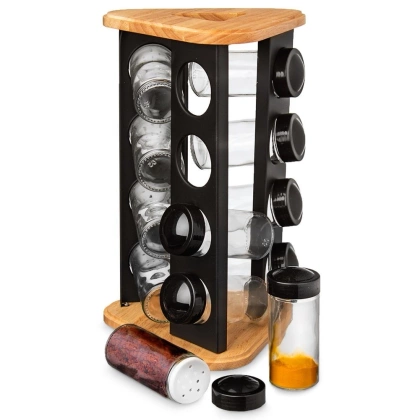 Stojak na przyprawy obrotowy półka przyprawnik pojemniki z dozownikiem 12 sztuk