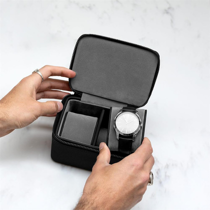 Pudełko na zegarki podróżne Stackers Pebble czarno-szare dwukomorowe