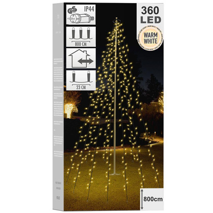 Lampki świąteczne na maszt choinka zewnętrzne 360 led