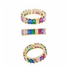 Pierścionek pozłacany cyrkonie kolor stal chirurgiczna platerowana złotem PST579KOL, Rozmiar pierścionków: US6 EU11