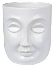 Doniczka ceramiczna twarz biała duża