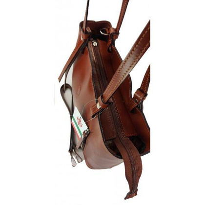 Torebka na ramię Vera Pelle ,Włoski skórzany kuferek format A4, Brązowa  KM446M